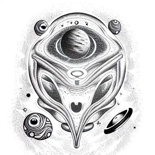  alien in outer space tattoo design idea