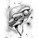  alien in outer space tattoo design idea