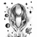  alien in outer space tattoo design idea