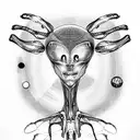  alien in outer space tattoo design idea