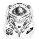  alien in outer space tattoo design idea