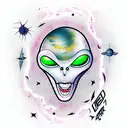  alien in outer space tattoo design idea
