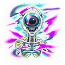  alien in outer space tattoo design idea