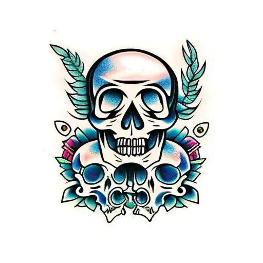 happy and sad crystal skulls tattoo design idea
