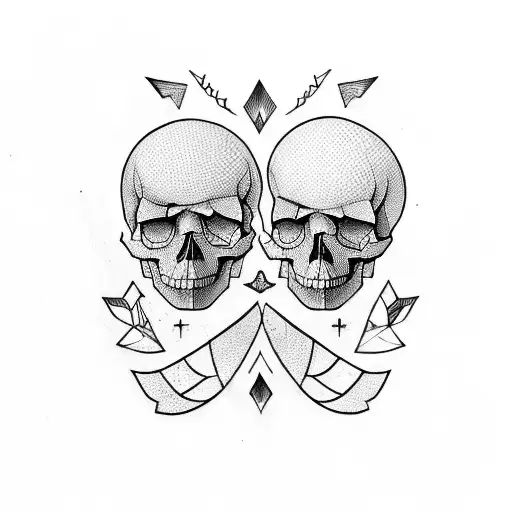 happy and sad skulls tattoo design idea