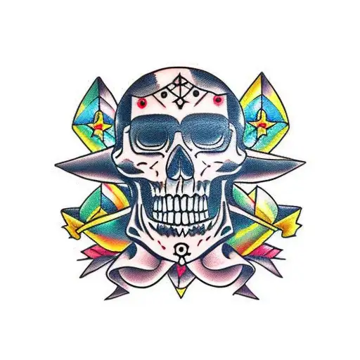 happy and sad crystal skulls tattoo design idea