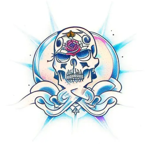happy and sad crystal skulls tattoo design idea