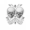 happy and sad skulls tattoo design idea