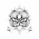 happy and sad skulls tattoo design idea