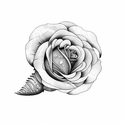 Rose, anemone and moon tattoo design idea