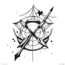arrow, Taurus, half moon, half sun, stars tattoo design idea