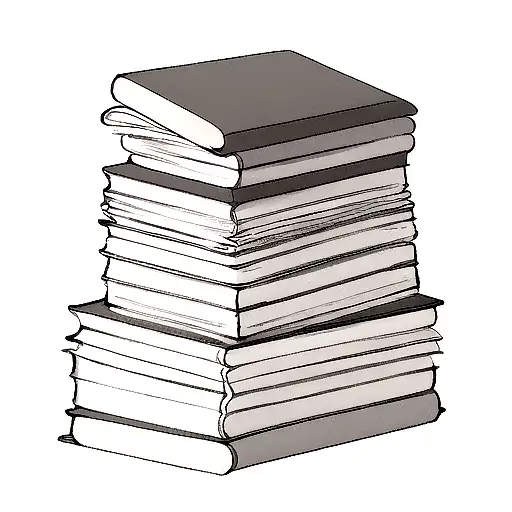 A stack of books forming a strong and powerful silhouette of a person lifting weights tattoo design idea