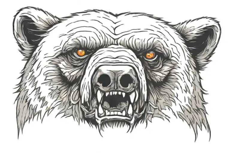 zombie bear head tattoo design idea
