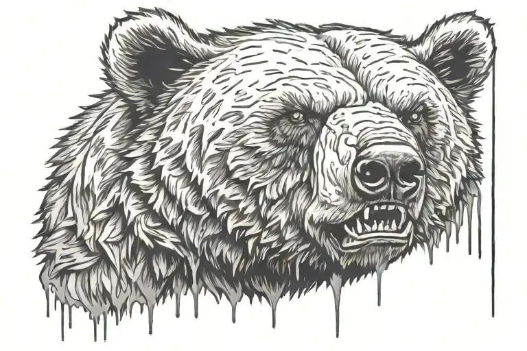 zombie bear head tattoo design idea