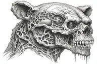zombie bear head skull tattoo design idea