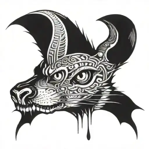 half good half evil animal with bloodshot eyes and scars on evil side tattoo design idea