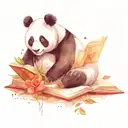 cute panda reading book tattoo design idea
