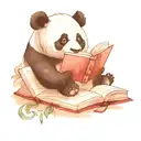 cute panda reading book tattoo design idea