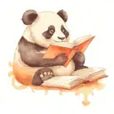 cute panda reading book tattoo design idea