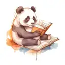 cute panda reading book tattoo design idea