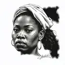 African American female gangster woman's head tattoo design idea