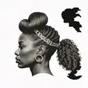 African American female gangster woman's head tattoo design idea