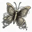 barbed wire butterfly tattoo design idea