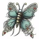 barbed wire butterfly tattoo design idea