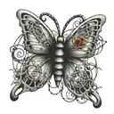 barbed wire butterfly tattoo design idea