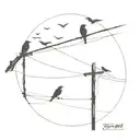 gloomy crows and a power pole tattoo design idea