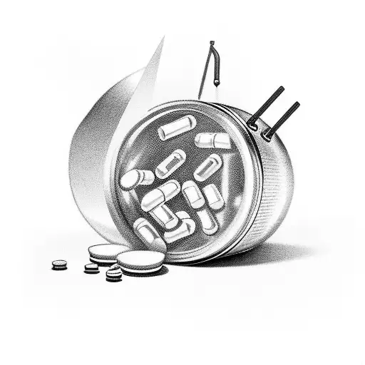 pills and alcohol  tattoo design idea