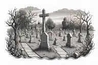 Empty Graveyard. Distant. Dark.  tattoo design idea