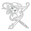 Design a pair of scissors cutting a ribbon with a paw print pattern, blending the client's passion for crafting and their favorite animal, the dog tattoo design idea