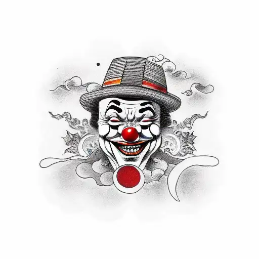 Dead smiling clown tattoo design idea