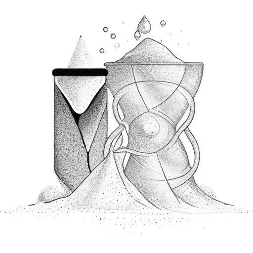 A blackwork hourglass with the sand flowing upwards instead of downwards, reminding you to make the most of the present moment tattoo design idea