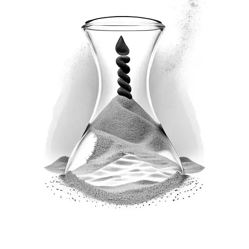 A blackwork hourglass with the sand flowing upwards instead of downwards, reminding you to make the most of the present moment tattoo design idea