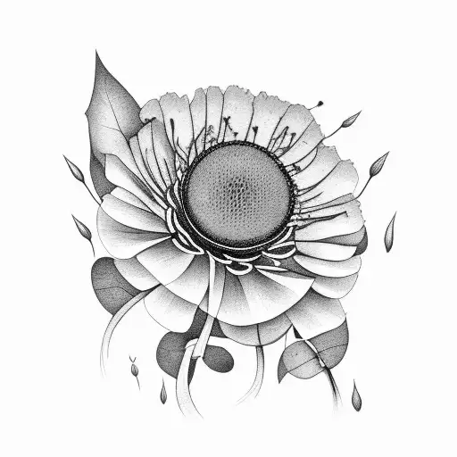 wild flowers with eucalyptus  tattoo design idea