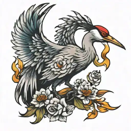crane bird tattoo design idea