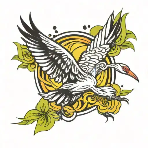 crane bird tattoo design idea