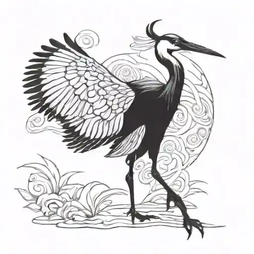 crane bird tattoo design idea