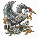 crane bird tattoo design idea