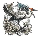 crane bird tattoo design idea