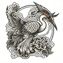 crane bird tattoo design idea