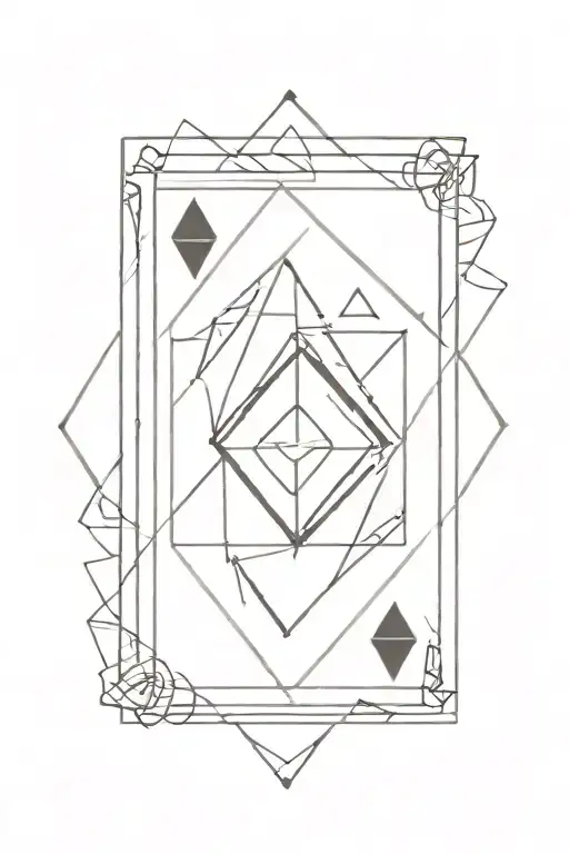 A hollow diamond in the style of the French deck of cards with several diamond-shaped lines inside tattoo design idea