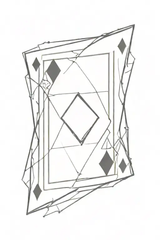 A hollow diamond in the style of a French deck of cards with a layout of few lines inside tattoo design idea