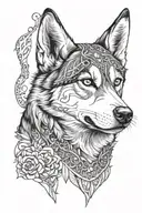 husky dog tattoo design idea