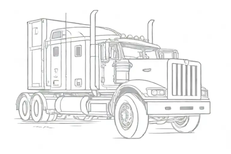 big rig truck tattoo design idea