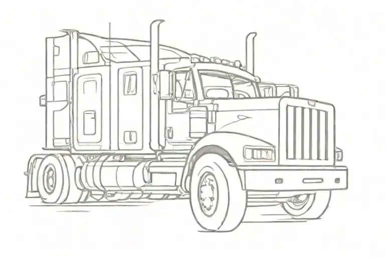 big rig truck tattoo design idea