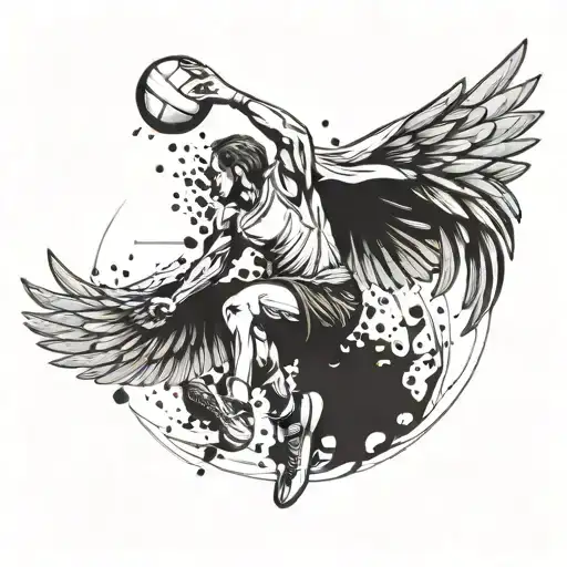 A volleyball player with wings, symbolizing freedom and agility on the court tattoo design idea