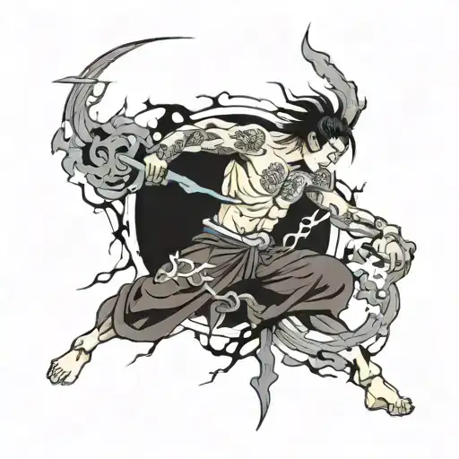 Create a tattoo design depicting a person destroyed by life, trying to break free from inside a human body. The body is  tattoo design idea